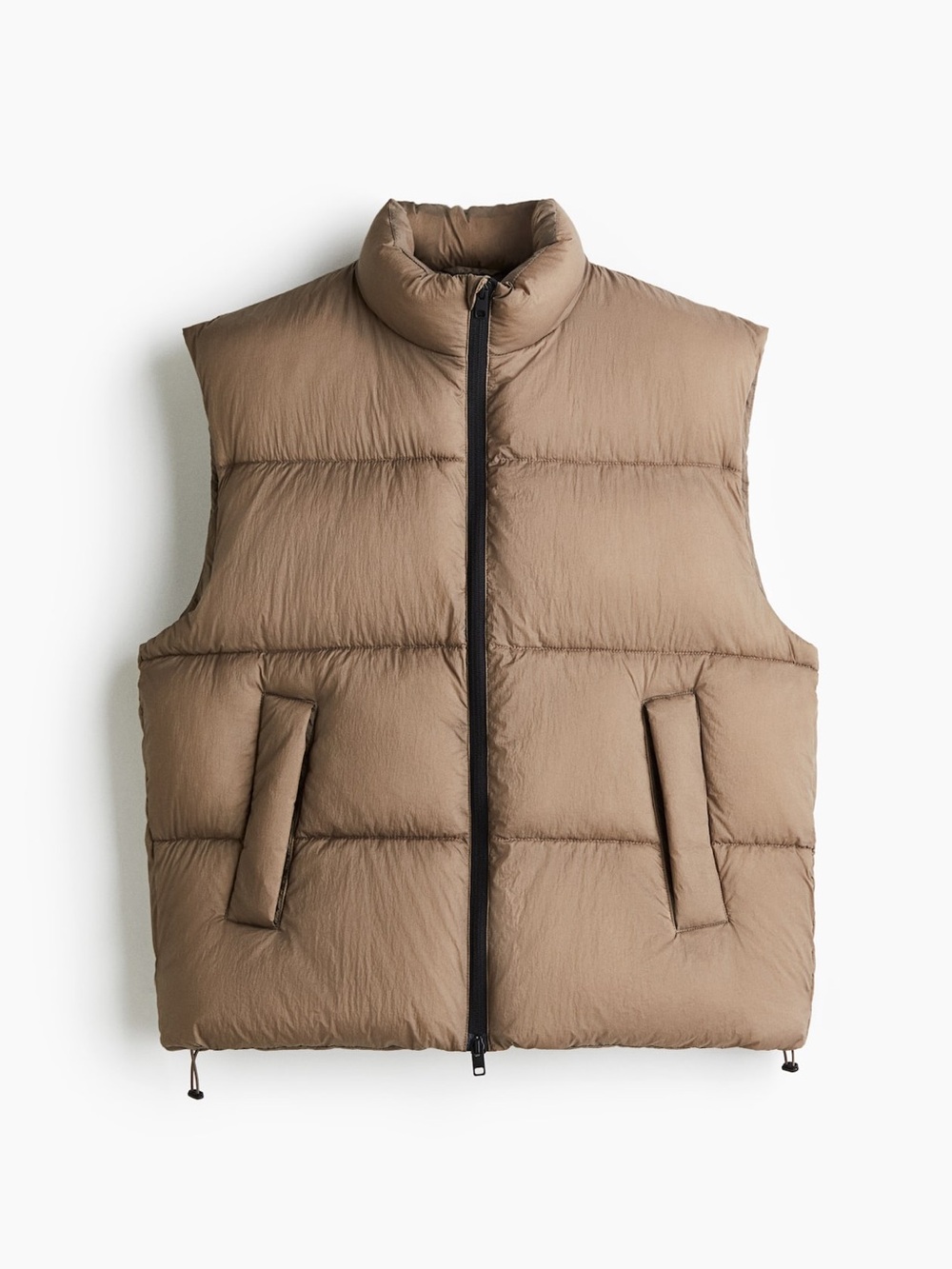 H&M Men's Regular Fit Wind Proof Water Resistant Puffer Vest XL Dark Beige